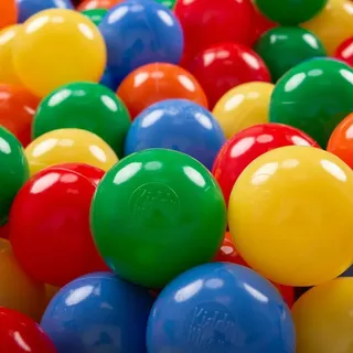 KiddyMoon 1200 ∅ 6cm kinder bälle für bällebad spielbälle baby plastikbälle Made In EU, Gelb/Grün/Blau/Rot/Orange