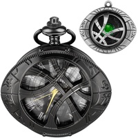 Tiong Doctor Strange Taschenuhr für Herren, einzigartiges Auge von Agamotto, rundes Gehäuse, durchbrochene Schüler, Gravur, Design, Taschenuhren für Jungen, Dr. Strange-schwarz