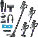 Noaton Akku Staubsauger 46000 Pa/600 W, bis zu 85min, mit Automodus, Display, Wandmontierte Ladestation, HEPA filter, für Hartböden, Teppich, Deluxe - Schwarz/Lila