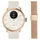 Withings Scanwatch 2 38 mm rose, Sport Fluorelastomer-Armband weiß + Milanaise-Armband gold 