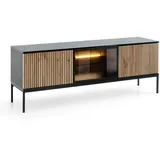 komodee Laval Lowboard 154x56x39 cm Schwarz/Eiche Wotan Metall/MDF/Spanplatte