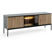 komodee Laval Lowboard 154x56x39 cm Schwarz/Eiche Wotan Metall/MDF/Spanplatte