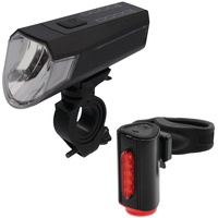 FISCHER Fahrrad Fahrradbeleuchtung "Akku-USB-LED Bel.-Set Bodenbel. 80 Lux", (4, Front- und Rücklicht) Einheitsgröße schwarz Rad-Ausrüstung Radsport Sportarten