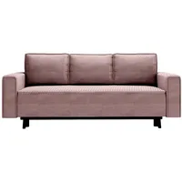 Goldstoff Schlafsofa LUX 225 cm - Sofa mit schlaffunktion und Bettkasten - Cordstoff rosa