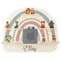 KIDSMOOD - Personalisiertes Tonie Regal für Kinderzimmer | Regenbogen Wand-Regal mit genügend Platz für Tonie-Hör-Figuren, Aussparung für Tonie-Musikbox & Kabelmanagement, Tonie Regal Mädchen & Jungen