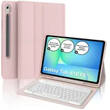 IVEOPPE Hülle mit Tastatur für Samsung Galaxy Tab S10 FE+ 13.1 Zoll, Deutsches QWERTZ-Layout, Tastatur für Samsung Tab S10 FE+ 13.1" 2025, Magnetisch Abnehmbarer Keyboard mit Pen Halter, Rosa