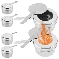 BYZESTY 6 Stück Brennpastenbehälter, Fondue Brenner Edelstahl Speisewärmer Mit Abdeckung Kraftstoffhalter Warmhaltebehälter Brennbehälter Für Hot Pot, Dry Pot-Küche, Buffets, Outdoor, Camping