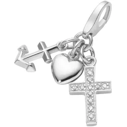 Giorgio Martello Milano Charm Glaube Liebe Hoffnung, Silber 925 Onesize Damen 