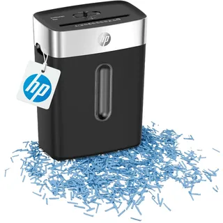 HP OneShred 8CC Aktenvernichter 8 Blatt Partikelschnitt P-4 15 l Vernichtet auch Büroklammern, Heftklammern, Kreditkarte