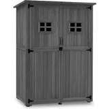 M MCombo Gartenschrank Holz, Gartenhaus Klein Wetterfest, Outdoor Gerätehaus Geräteschuppen, für Außenbereich Balkon Terrasse, 59×127×168 cm, 0912EY-F (Grau)