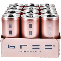 Bree Secco Syrah Rosé trocken 11,0 % vol 0,20 Liter Dose, 12er Pack