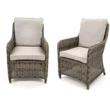 bellavista - Home & Garden® 2er Set Bellavista Ria Gartensessel - Polyrattan, grau, wetterfest, mit Armlehnen - Rattan Gartenstühle, Rattansessel - bellavista Home & Garden - 2 Jahre Gewährleistung - mind. 14 Tage Rückgaberecht - Grau