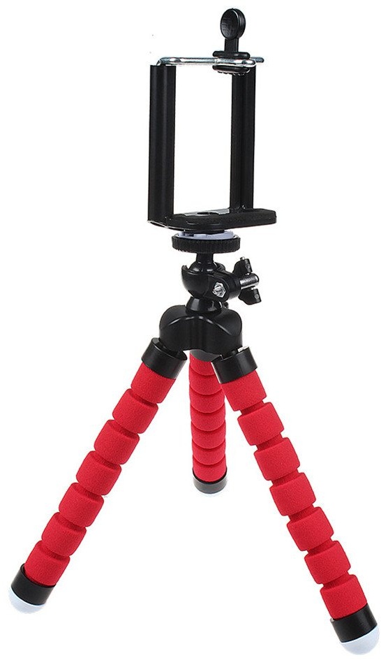 Flexible Mini Phone Tripod Stand,Heyqie(TM) Lightweight Octopus Style Portable and Adjustable Tripod Stand with Mount Holder for iPhone, Smartphone, Digital Camera, Webcam, Sport Action Camera - Red