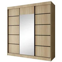Beautysofa 3-türig Kleiderschrank mit Sprossen Monika modernes Spiegelschrank mit