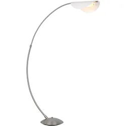 Bogenleuchte Stehlampe Standleuchte LED dimmbar nickel matt opal Wohnzimmer