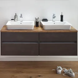 Puris Unique Waschtischunterschrank 142 x 49,2 cm grifflos, mit LED Beleuchtung, Badmöbel,