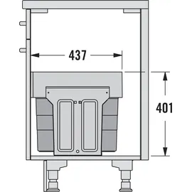 HAILO Mülleimer Küche, Einbau ab 40cm Schrank, Abfalleimer 1x 28 L