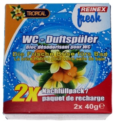 Reinex fresh WC-Duftsteine, Nachfüllpack 2 x 40 g, Tropical