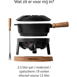 Boska Elektrisches Fondue-Set Pro - Für Fondues aller Art - 8 Personen - Stilvolles Gusseisen - Extralanges Kabel