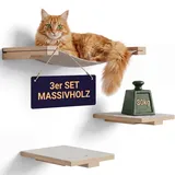 LUXOR Kletterwand Katzen Hängematte inkl. 2X Katzentreppe Wand & Befestigungsmaterial - Stabilität und Langlebigkeit Dank Massivholz und Stahlkonstruktion - mit kratzfestem Leinenstoff