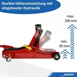 PETEX Rangierwagenheber Stahl 2t 85mm - 330mm rot