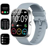 Smartwatch Herren Damen, 1,91" HD Smartwatch Damen mit Telefonfunktion, Smart Watch Fitnessuhr 113+ Sportmodi, IP68 Wasserdicht, Sportuhr mit Herzfrequenz Schlafmonitor, für Android iOS Silbergrau