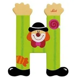 SEVI 81744 Holzbuchstabe H Clown 10 cm, Türbuchstabe für das Kinderzimmer