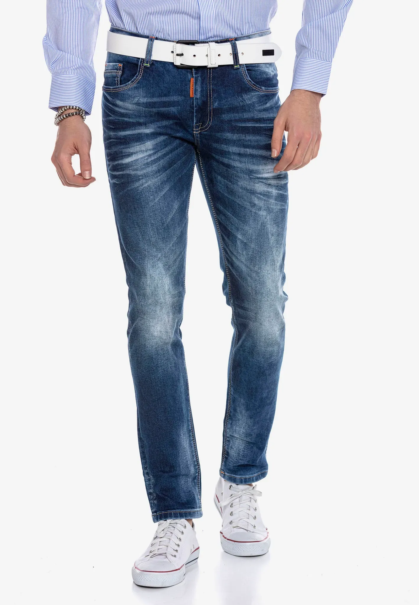 Straight-Jeans CIPO & BAXX Gr. 38, Länge 34, blau Herren Jeans Straight Fit im modischen Straight-Fit-Schnitt