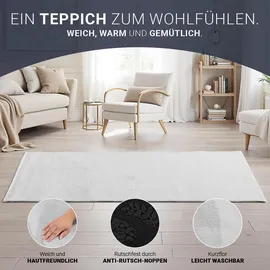 Homestyle4u Teppich Kurzflor 120x180 cm Grau Schlafzimmer Wohnzimmer 3019