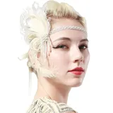 BABEYOND 1920s Stirnband Feder mit Strass und Perlen Damen 20er Jahre Stil Flapper Charleston Haarband Great Gatsby Damen Fasching Kostüm Accessoires