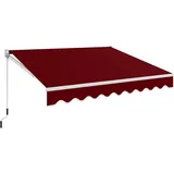 COSTWAY Gelenkarmmarkise mit Aluminiumrahmen & -kurbel, 300 x 250cm rot 250 cm x 295 cm
