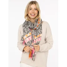 Zwillingsherz Schal ZWILLINGSHERZ ""Wild Love"", Damen, grau, Obermaterial: 100% Polyester, Modetücher Schal, trendiger Schal mit Herzen und Schriftzug