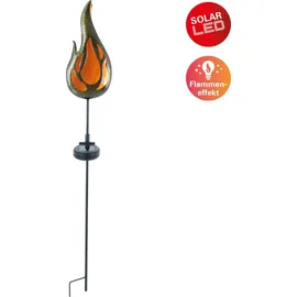 NÄVE LED Solar Erdspieß Flamme Metall H: 84cm 1 Stück orange bronze
