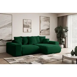 altdecor Ecksofa Cord mit Schlaffunktion 2-Sitzer Grün