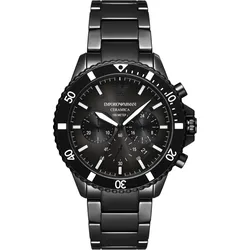 Chronograph EMPORIO ARMANI, schwarz, Armbanduhren, Herren, Quarzuhr, Armbanduhr, Herrenuhr, Keramik, analog, Tag