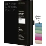 Korsch Verlag Korsch Projekt- und Meetingplaner, DIN A5, 200 Seiten, FSC-Papier, Leinenstruktur, Farbschnittkante, Gummiband, - Stiftehalter, schwarz