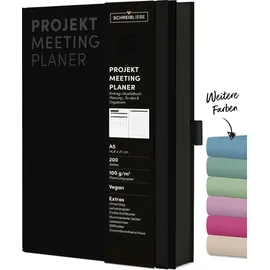 Korsch Verlag Korsch Projekt- und Meetingplaner, DIN A5, 200 Seiten, FSC-Papier, Leinenstruktur, Farbschnittkante, Gummiband, - Stiftehalter, schwarz