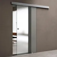 Doporro - Glasschiebetür Komplettset Softclose 90 X 215 Cm 25mm Wandabstand Schiebetür Mit Esg-sicherheitsglas Zimmertür Glas Satiniert Mit Muschelgriff Amalfi-plus 12h