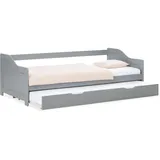 Homestyle4u Kinderbett Ausziehbett 90 x 200 cm Kiefer grau