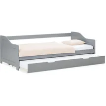 Homestyle4u Kinderbett Ausziehbett 90 x 200 cm Kiefer grau