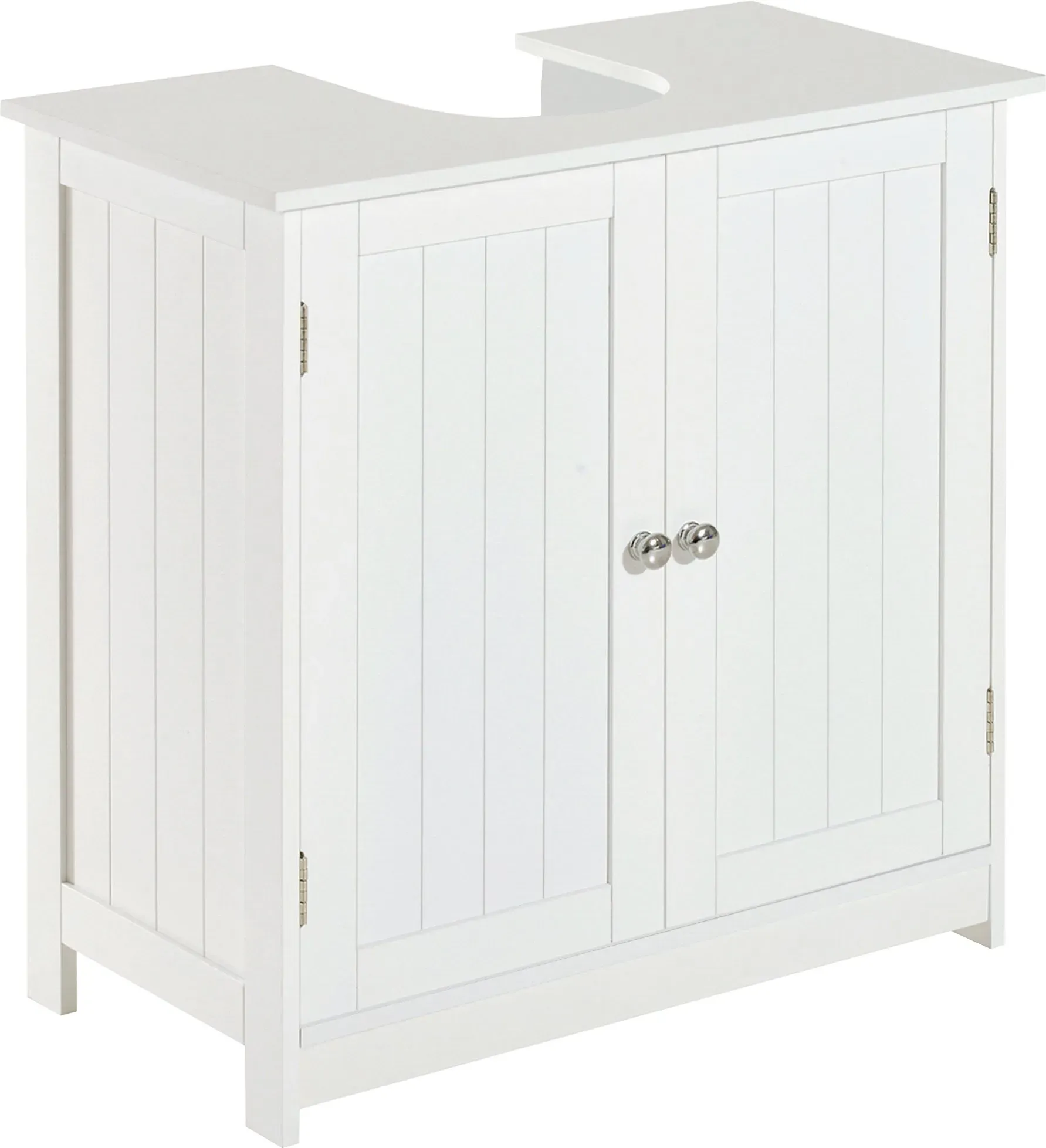HOMCOM Waschbeckenunterschrank Badschrank mit 2 Türen, verstellbare Ablage, Siphon-Ausschnitt, Badmöbel im Landhausstil   Aosom.de
