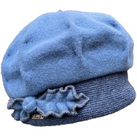 Kübl Baskenmütze Baske Beret Strickrand Laia blau