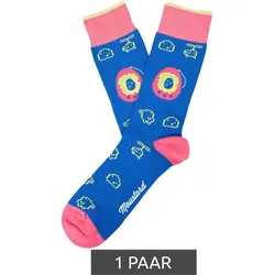 1 Paar Moustard Digipet Baumwoll-Socken Tamagotchi Design Retro-Gameplay gemusterte lange Strümpfe 22S-DIGI Dunkelblau/Rosa/Gelb - 41-46