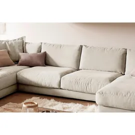 KAWOLA Wohnlandschaft U-Form Madeline Cord Longchair rechts cremeweiß