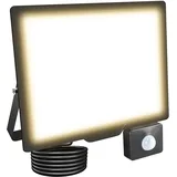 Willpower 75W 7500LM LED Strahler Außen mit Bewegungsmelder LED Scheinwerfer 4000K Warmweiß IP66 Wasserdicht LED Außenstrahler Fluter Flutlicht für Garage Flur Garten Innenhöfe Hotel Sportplatz