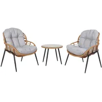 MCW Poly-Rattan Garnitur MCW-N33, Balkon-Set Gartengarnitur Sitzgruppe Stuhl Beistelltisch