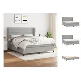 vidaXL Boxspringbett mit Matratze Hellgrau 160x200 cm Stoff