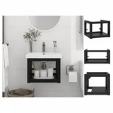 vidaXL Badezimmer Wand-Waschtischgestell Schwarz 40x38x31 cm Eisen