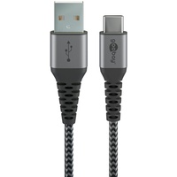goobay 49296 USB Kabel 1 m USB C 1,0 Schwarz, Grau