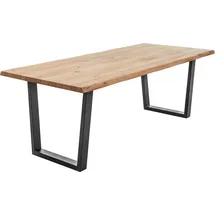 Lomadox Esstisch 220x100cm, Eiche massiv geölt mit Baumkante, NEWBURGH-119 - Braun